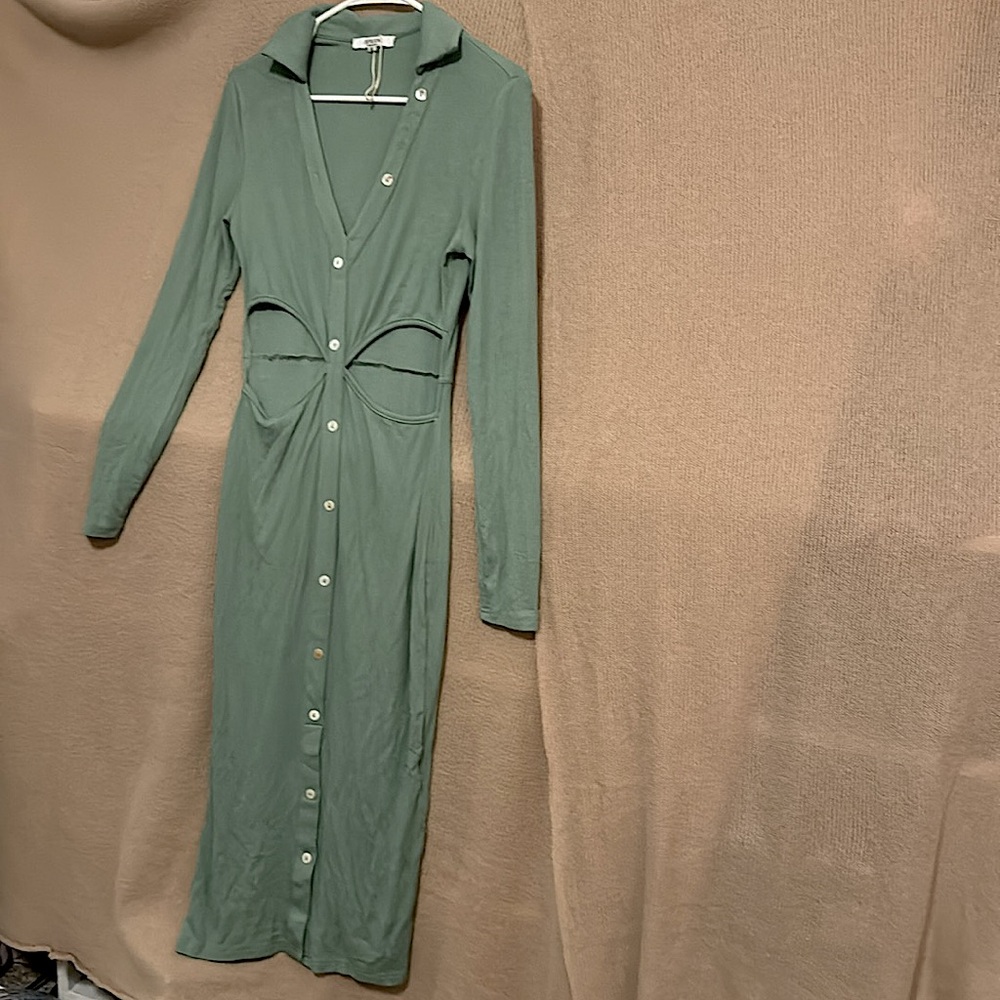 RIHAOS collared cut-outs maxi dress; cotton; US sz S